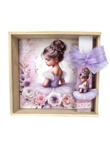 Λαμπάδα με Φωτιζόμενο Κουτί Μωβ Μπαλαρίνα