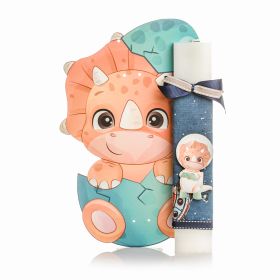 Λαμπάδα  Δεινοσαυράκι Αστροναύτης Πορτοκαλί