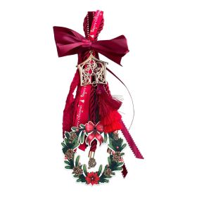 Γούρι με σπιτάκι & στεφάνι μπορντό