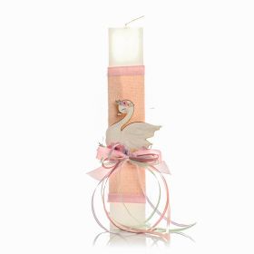 Πασχαλινή Λαμπάδα Κύκνος λουλούδια