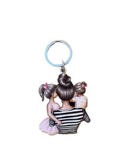 Μπρελόκ "μαμά με 2 κορίτσια"