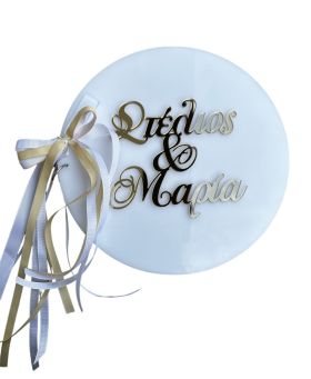 Βιβλίο Ευχών Γάμου Plexiglass στρόγγυλο με Χρυσό Plexiglass Καθρέφτη Γράμματα