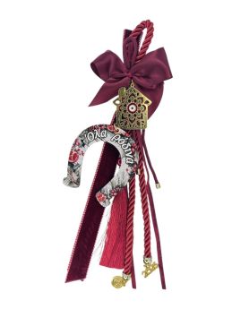 Γούρι μπορντώ με σπιτάκι & με πέταλο