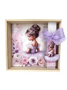 Λαμπάδα με Φωτιζόμενο Κουτί Μωβ Μπαλαρίνα