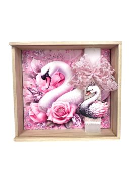 Λαμπάδα με Φωτιζόμενο Κουτί Ροζ Κύκνος