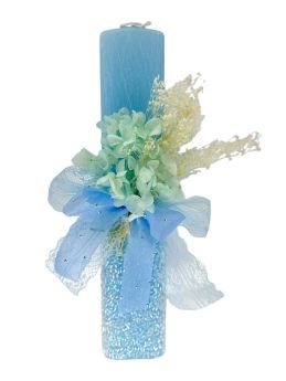 Πασχαλινή Αρωματική Λαμπάδα Χάντρα Light Blue Flowers