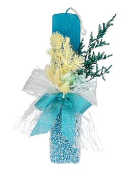 Πασχαλινή Αρωματική Λαμπάδα Χάντρα Dark Blue Flowers