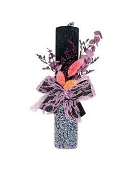 Πασχαλινή Αρωματική Λαμπάδα Χάντρα Black Flowers