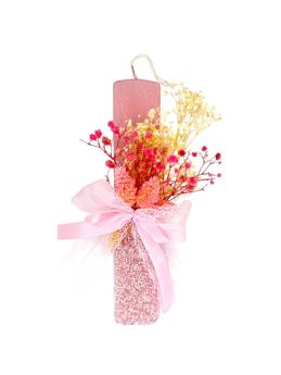 Πασχαλινή Αρωματική Λαμπάδα Χάντρα Antic Pink Flowers