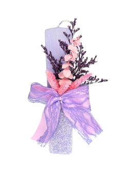 Πασχαλινή Αρωματική Λαμπάδα Χάντρα lilac Flowers