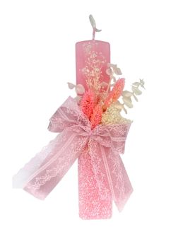 Πασχαλινή Αρωματική Λαμπάδα Χάντρα Pink Flowers
